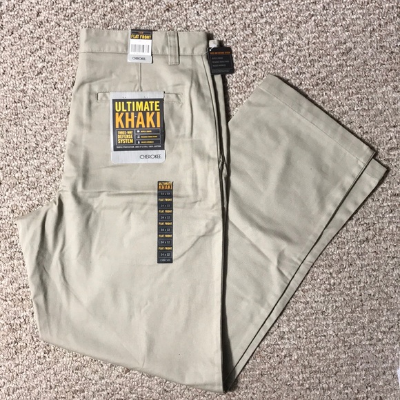 Nwt Cherokee Mens Khakis Flat Front Sz 